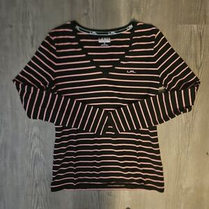 Ralph Lauren Black and Pink Striped Long Sleeve Top